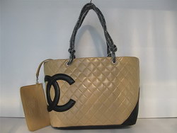 AAA Chanel Classic Apricot Tote Bags with Black CC Logo 9005 Replica
